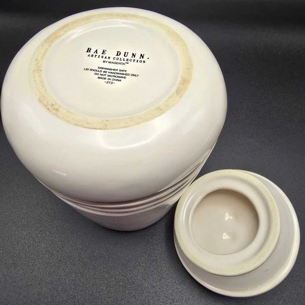 Rae Dunn Artisan Collection‎ Snacks Hand Painted Ceramic Treat Jar with Lid